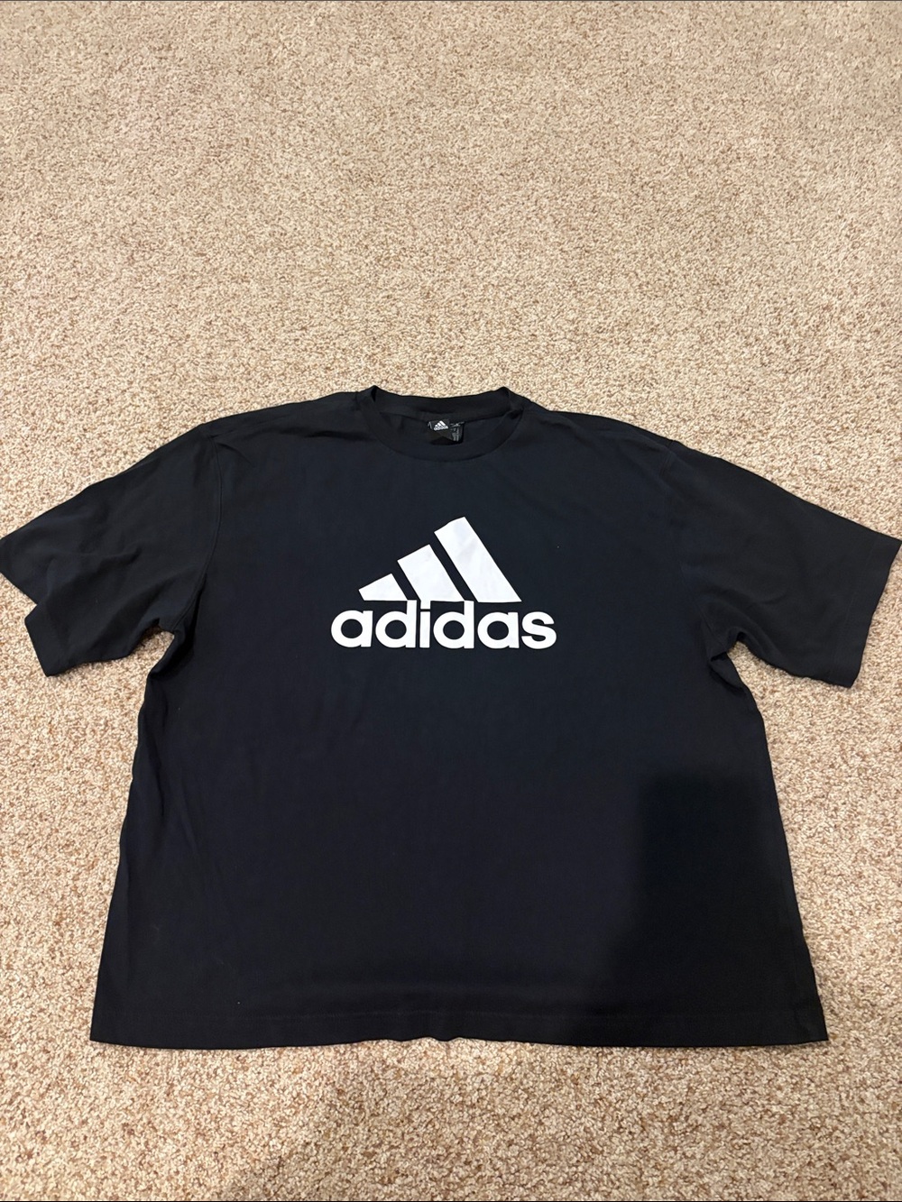 adidas Black Tee with White Logo - Short Sleeve